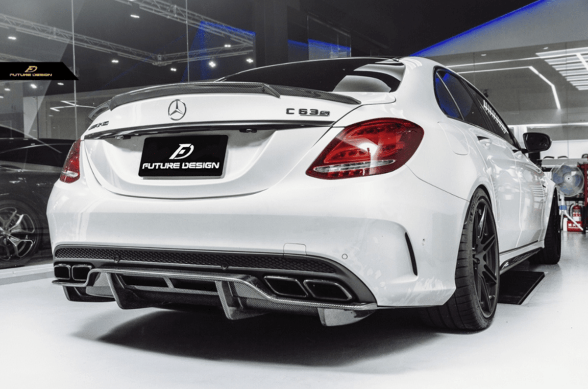Future Design Carbon Fiber Rear Diffuser PSM Style for W205 C63 AMG Sedan 2015-2018 - Aero Carbon UK