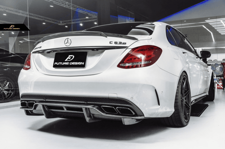 Future Design Carbon Fiber Rear Diffuser PSM Style for W205 C63 AMG Sedan 2015-2018 - Aero Carbon UK
