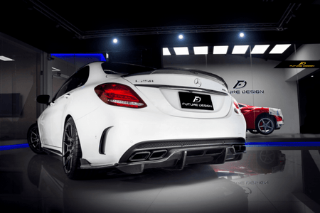 Future Design Carbon Fiber Rear Diffuser PSM Style for W205 C63 AMG Sedan 2015-2018 - Aero Carbon UK