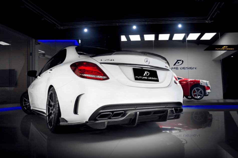 Future Design Carbon Fiber Rear Diffuser PSM Style for W205 C63 AMG Sedan 2015-2018 - Aero Carbon UK