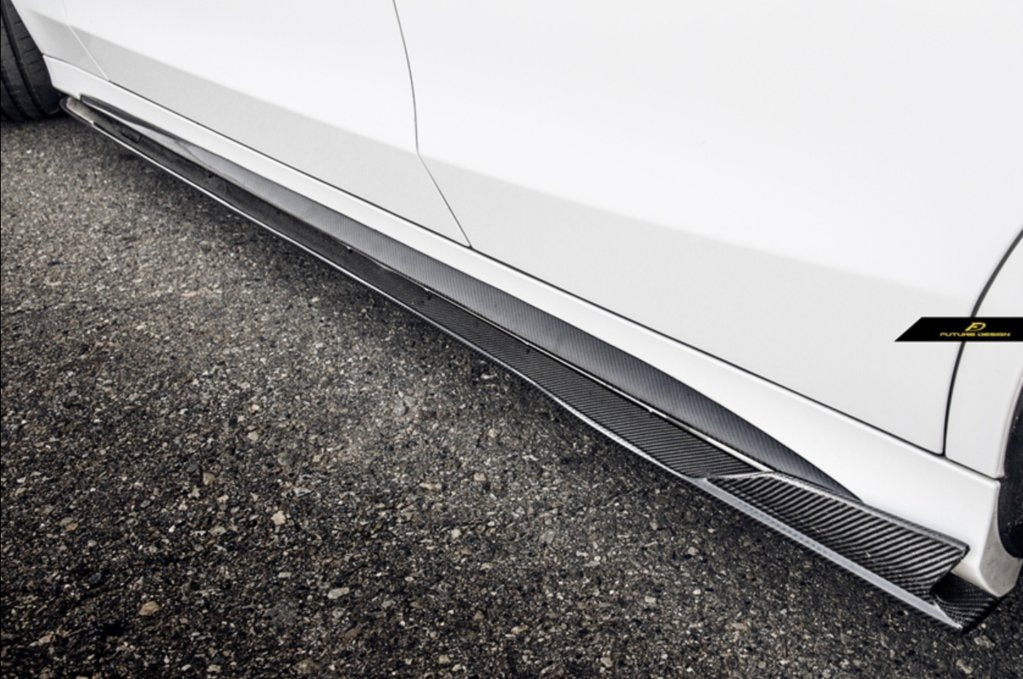Future Design Carbon Fiber Side Skirts GT Style for Mercedes Benz W205 2015-ON C300 C43 C63 AMG Coupe 2 Door Sedan 4 Door - Aero Carbon UK