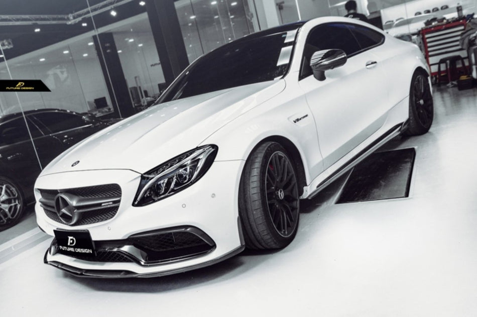 Future Design Carbon Fiber Side Skirts GT Style for Mercedes Benz W205 2015-ON C300 C43 C63 AMG Coupe 2 Door Sedan 4 Door - Aero Carbon UK
