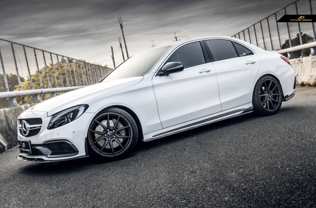 Future Design Carbon Fiber Side Skirts GT Style for Mercedes Benz W205 2015-ON C300 C43 C63 AMG Coupe 2 Door Sedan 4 Door - Aero Carbon UK