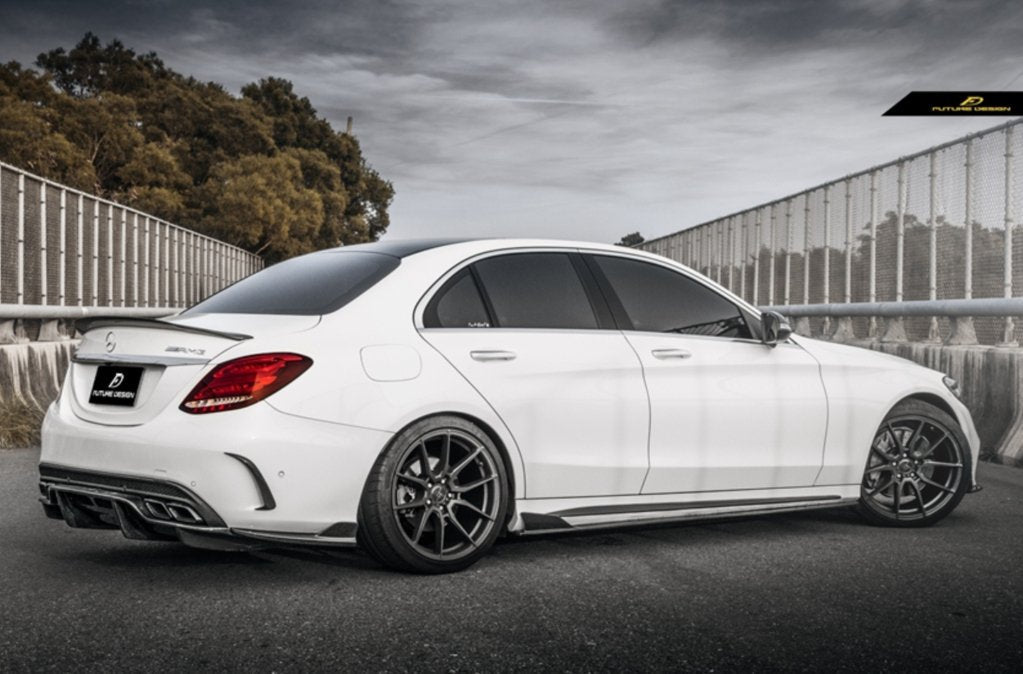 Future Design Carbon Fiber Side Skirts GT Style for Mercedes Benz W205 2015-ON C300 C43 C63 AMG Coupe 2 Door Sedan 4 Door - Aero Carbon UK