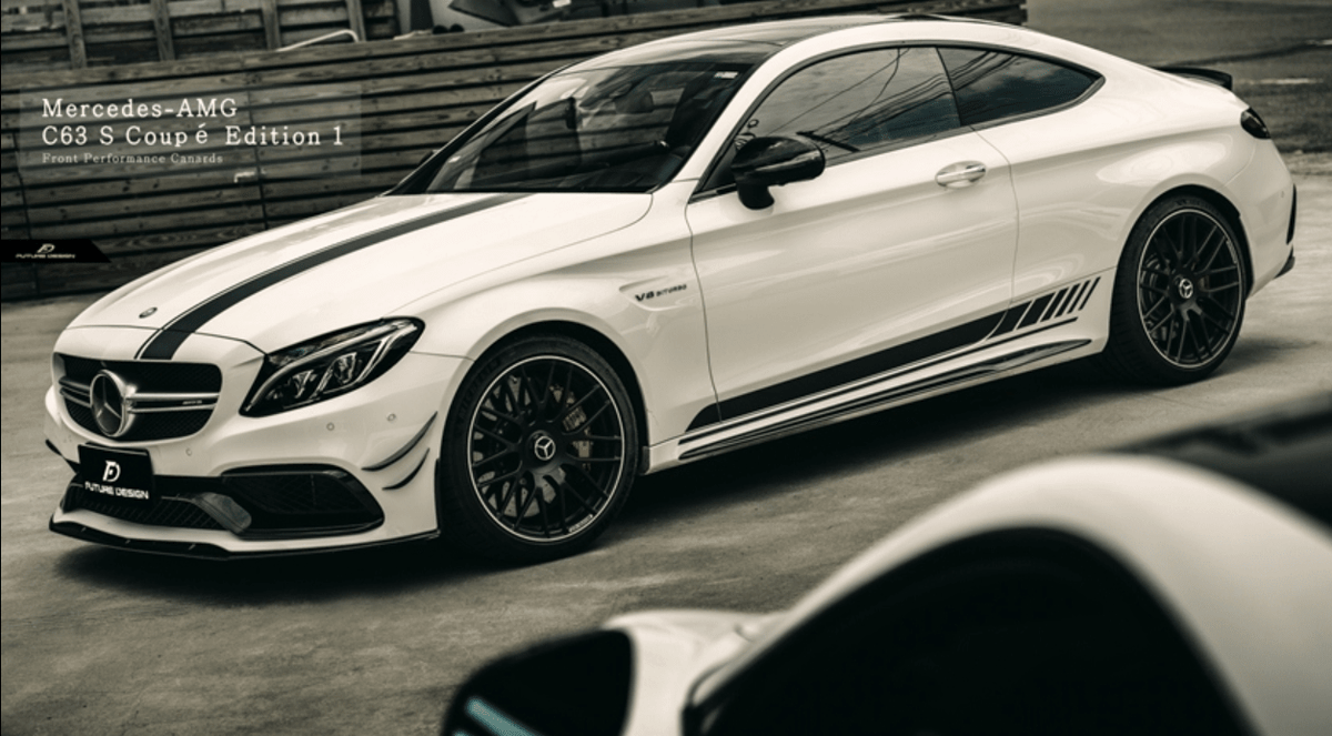 Future Design Carbon W205 C63 AMG Sedan / Coupe Carbon Fiber Front Canards - Aero Carbon UK