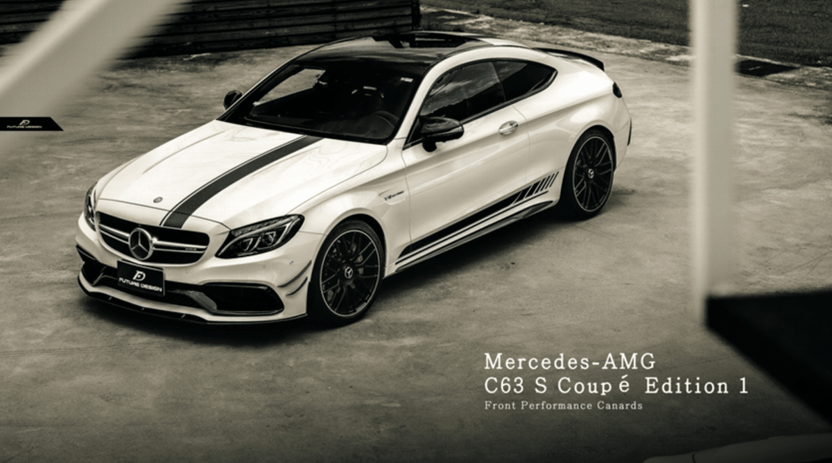 Future Design Carbon W205 C63 AMG Sedan / Coupe Carbon Fiber Front Canards - Aero Carbon UK