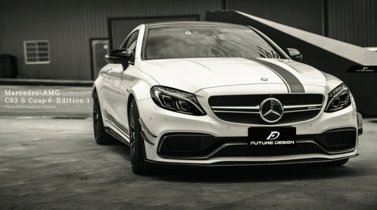 Future Design Carbon W205 C63 AMG Sedan / Coupe Carbon Fiber Front Canards - Aero Carbon UK