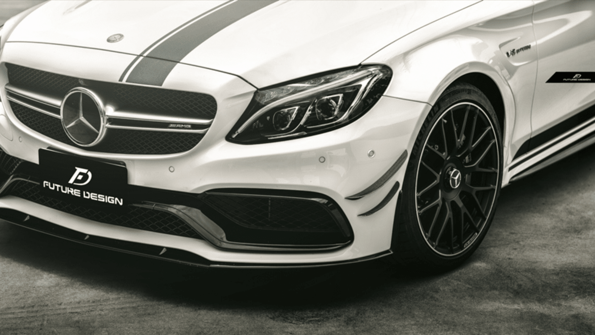 Future Design Carbon W205 C63 AMG Sedan / Coupe Carbon Fiber Front Canards - Aero Carbon UK
