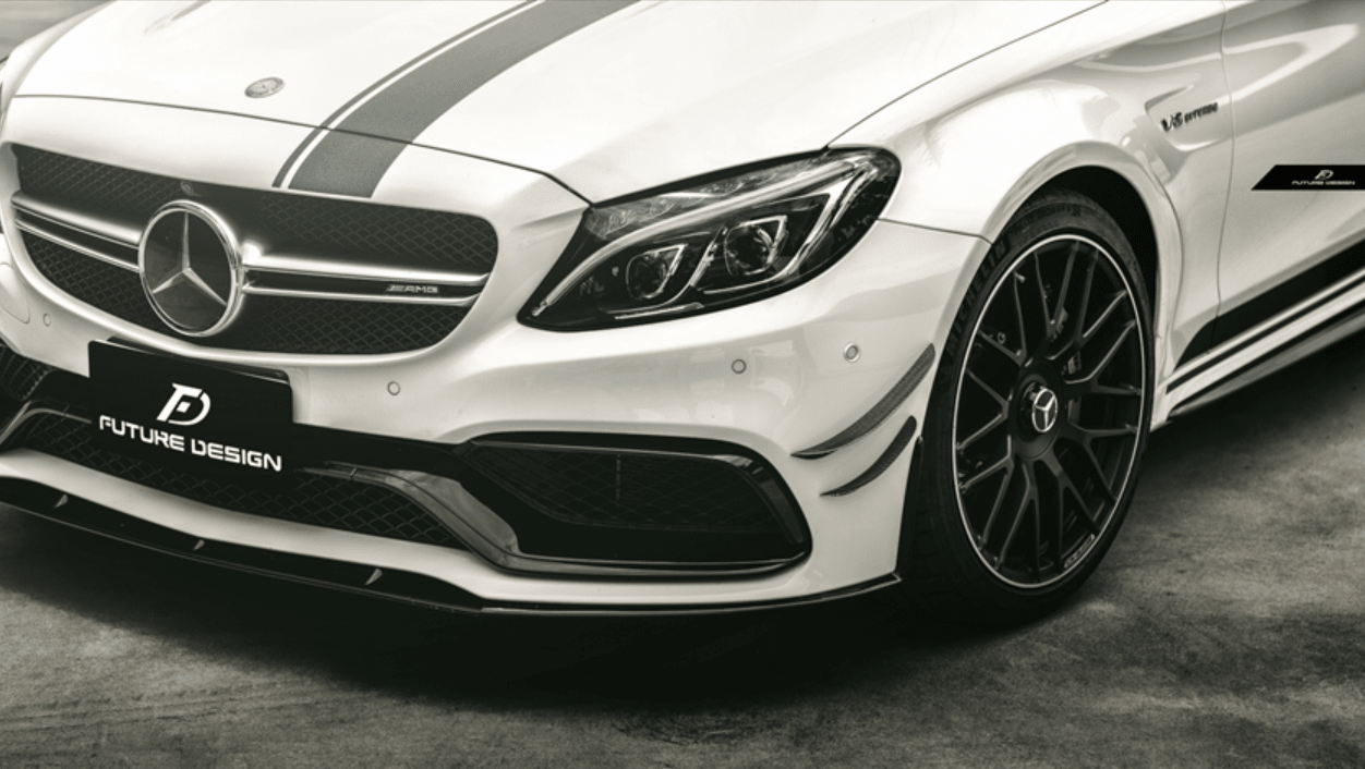 Future Design Carbon W205 C63 AMG Sedan / Coupe Carbon Fiber Front Canards - Aero Carbon UK