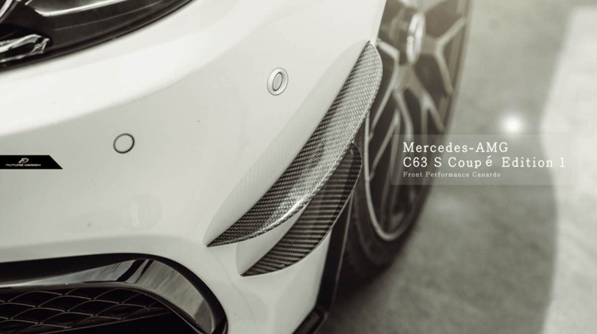 Future Design Carbon W205 C63 AMG Sedan / Coupe Carbon Fiber Front Canards - Aero Carbon UK