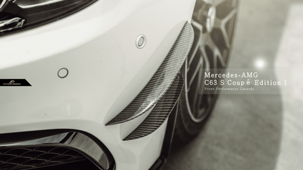 Future Design Carbon W205 C63 AMG Sedan / Coupe Carbon Fiber Front Canards - Aero Carbon UK