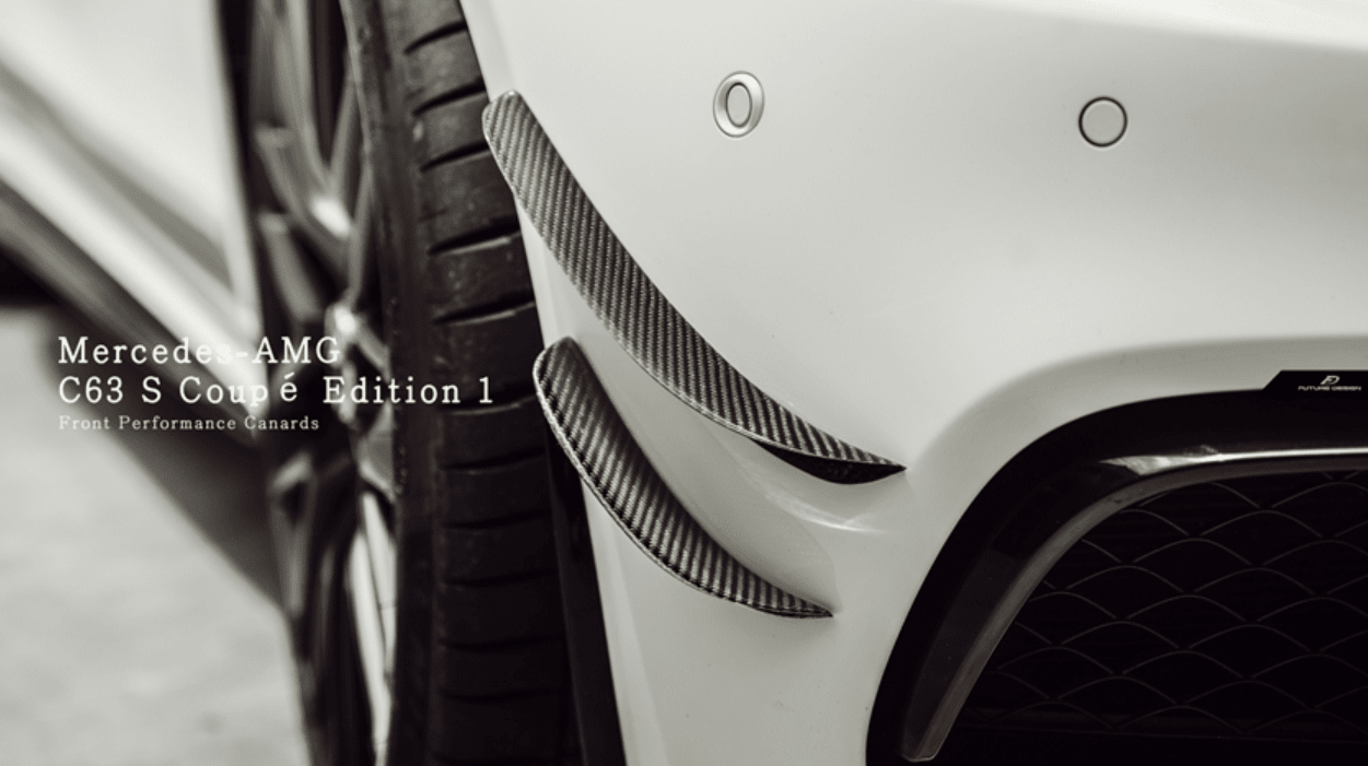 Future Design Carbon W205 C63 AMG Sedan / Coupe Carbon Fiber Front Canards - Aero Carbon UK