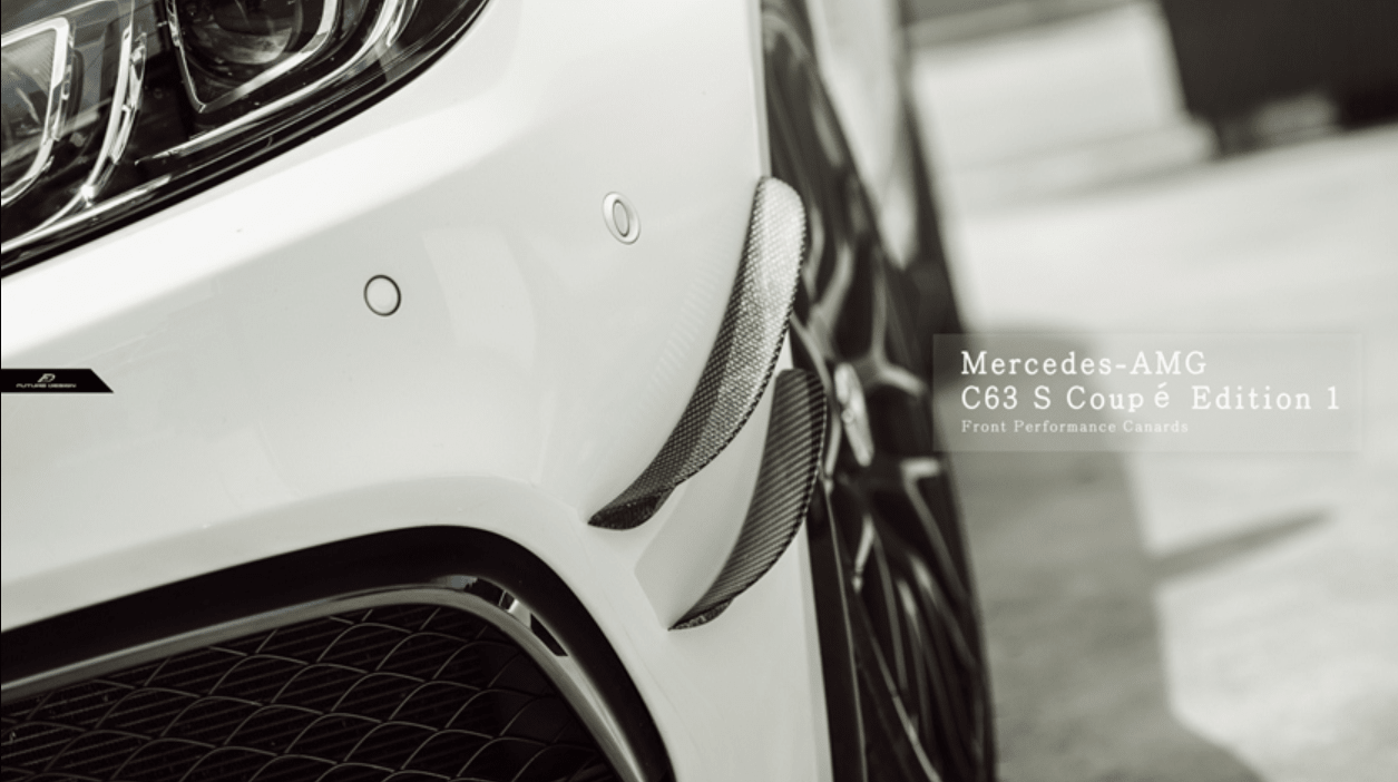 Future Design Carbon W205 C63 AMG Sedan / Coupe Carbon Fiber Front Canards - Aero Carbon UK