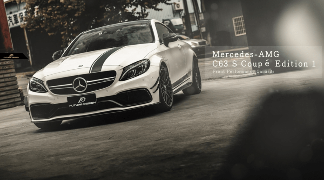 Future Design Carbon W205 C63 AMG Sedan / Coupe Carbon Fiber Front Canards - Aero Carbon UK