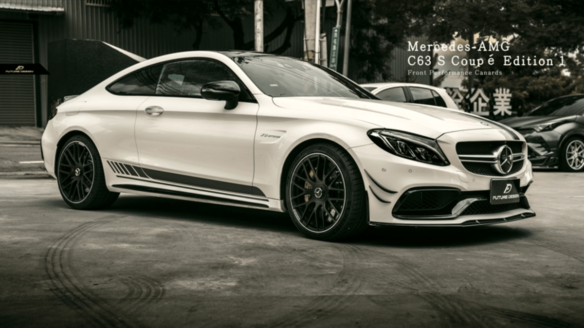 Future Design Carbon W205 C63 AMG Sedan / Coupe Carbon Fiber Front Canards - Aero Carbon UK