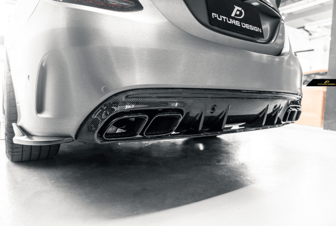 Future Design ED1 Carbon Fiber Rear Diffuser For Mercedes Benz W205 C300 C450 C43 AMG 2015-2020 Sedan - Aero Carbon UK