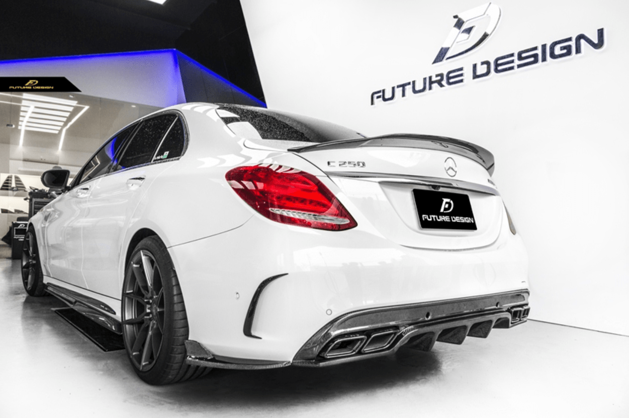 Future Design FD GT Carbon Fiber Rear Diffuser for W205 AMG Sport Package / C63 AMG Sedan 2015-ON - Aero Carbon UK