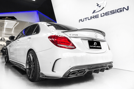 Future Design FD GT Carbon Fiber Rear Diffuser for W205 AMG Sport Package / C63 AMG Sedan 2015-ON - Aero Carbon UK