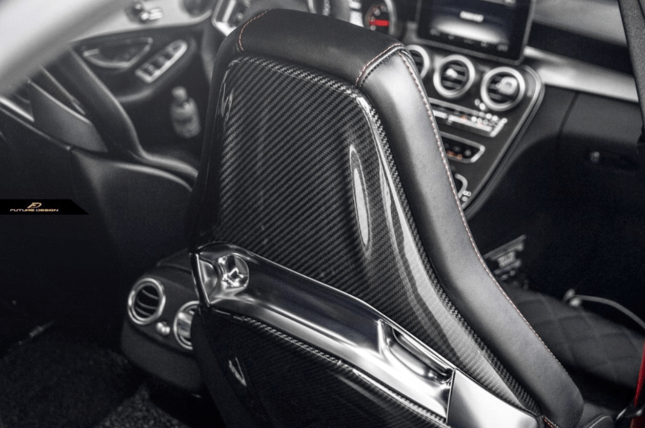 FUTURE DESIGN - MERCEDES BENZ W205 C63 / C63S / C43 / C117 CLA45 CARBON FIBRE BUCKET SEAT BACK COVER - Aero Carbon UK