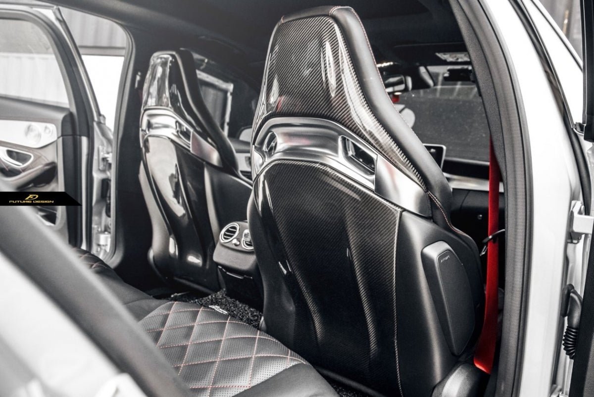 FUTURE DESIGN - MERCEDES BENZ W205 C63 / C63S / C43 / C117 CLA45 CARBON FIBRE BUCKET SEAT BACK COVER - Aero Carbon UK