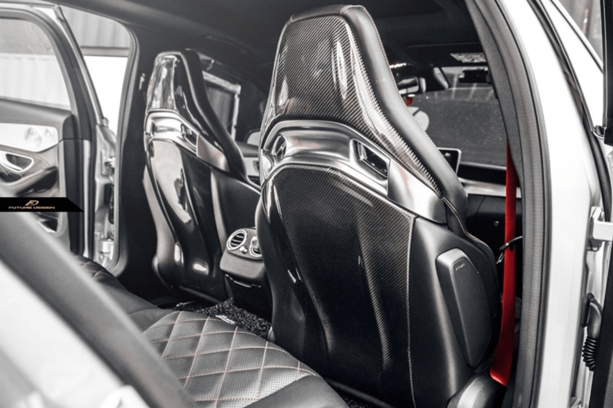 FUTURE DESIGN - MERCEDES BENZ W205 C63 / C63S / C43 / C117 CLA45 CARBON FIBRE BUCKET SEAT BACK COVER - Aero Carbon UK