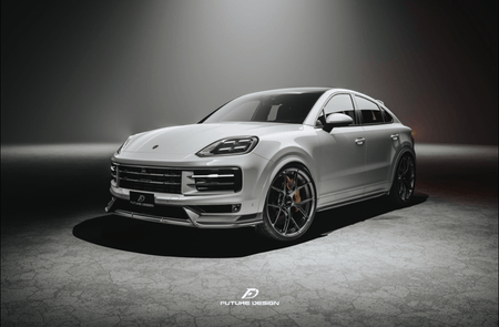 FUTURE DESIGN - PORSCHE CAYENNE COUPE 2024+ DRY CARBON FIBER FRONT LIP - Aero Carbon UK