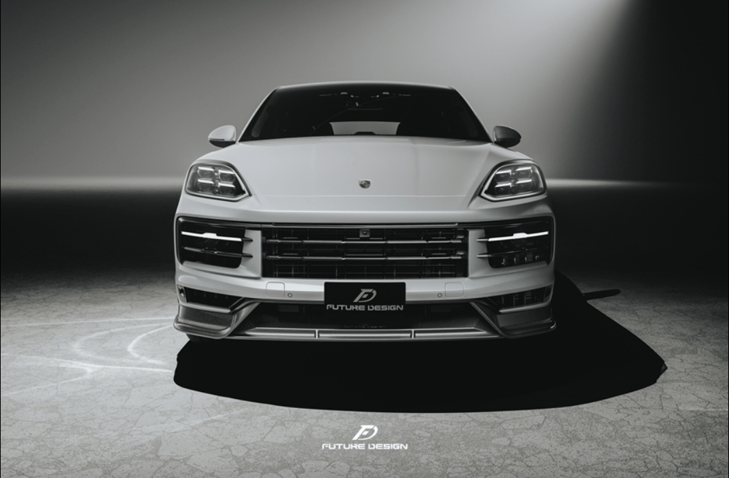FUTURE DESIGN - PORSCHE CAYENNE COUPE 2024+ DRY CARBON FIBER FRONT LIP - Aero Carbon UK