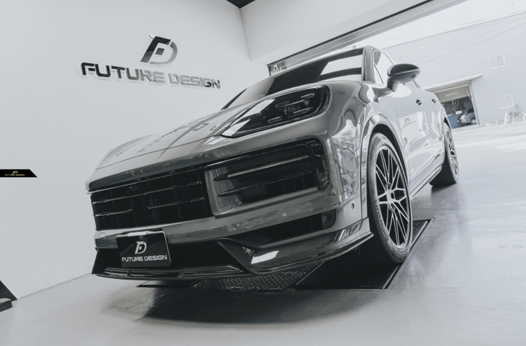 FUTURE DESIGN - PORSCHE CAYENNE COUPE 2024+ DRY CARBON FIBER FRONT LIP - Aero Carbon UK