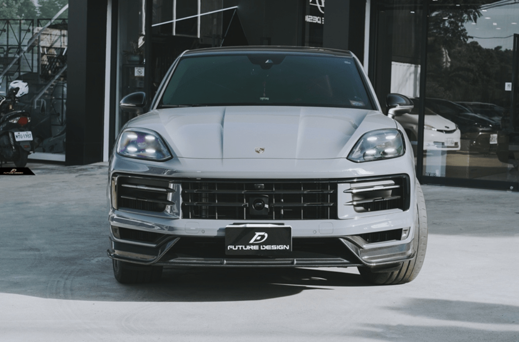 FUTURE DESIGN - PORSCHE CAYENNE COUPE 2024+ DRY CARBON FIBER FRONT LIP - Aero Carbon UK
