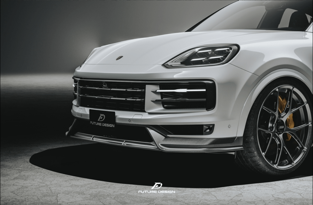 FUTURE DESIGN - PORSCHE CAYENNE COUPE 2024+ DRY CARBON FIBER FRONT LIP - Aero Carbon UK