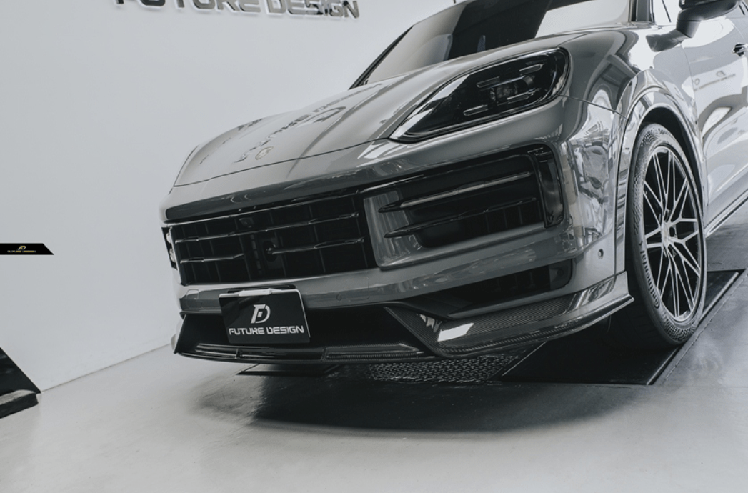 FUTURE DESIGN - PORSCHE CAYENNE COUPE 2024+ DRY CARBON FIBER FRONT LIP - Aero Carbon UK