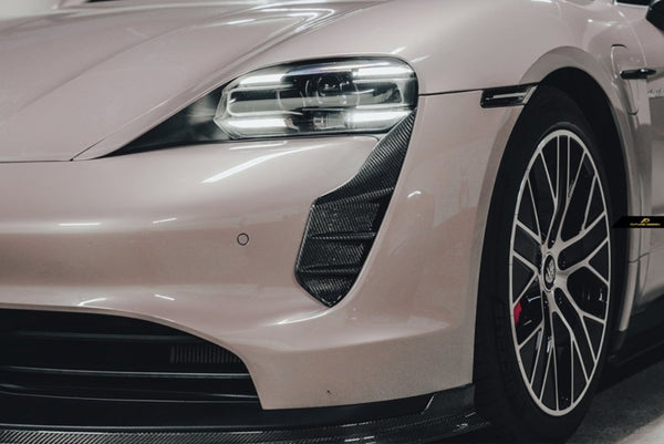 FUTURE DESIGN - PORSCHE TAYCAN DRY CARBON FIBRE FRONT BUMPER AIR INTAKES