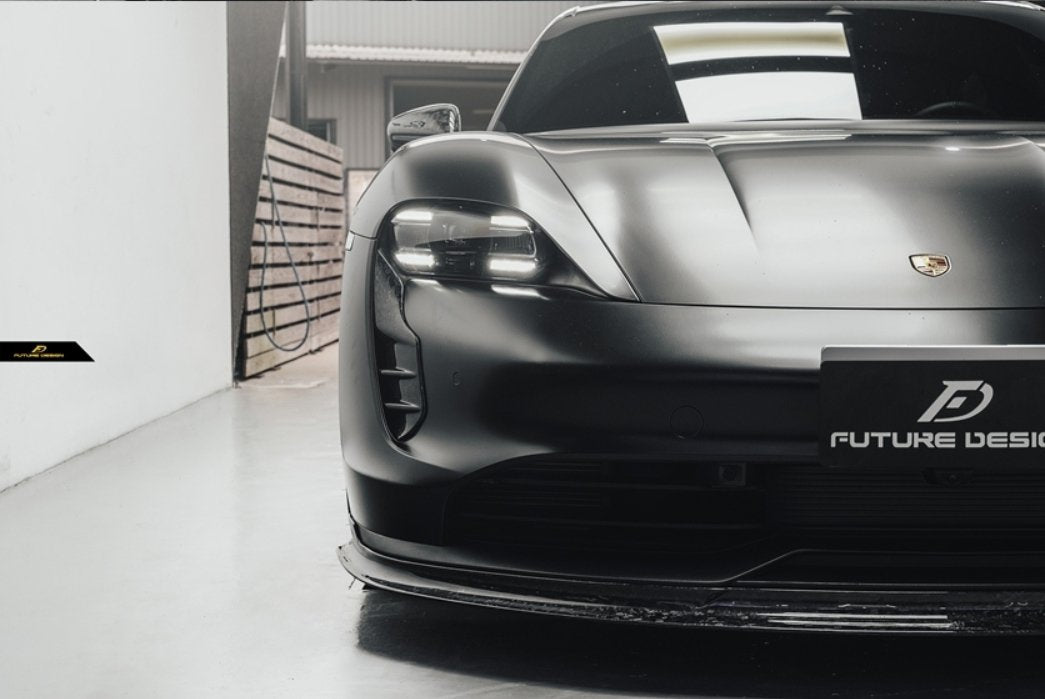 FUTURE DESIGN - PORSCHE TAYCAN DRY CARBON FIBRE FRONT BUMPER AIR INTAKES - Aero Carbon UK
