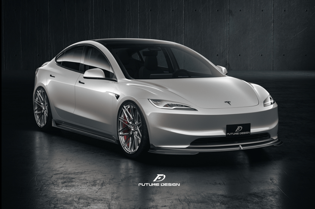FUTURE DESIGN - TESLA MODEL 3 HIGHLAND 2024+ CARBON FIBER FRONT LIP - Aero Carbon UK