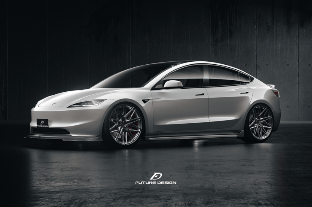 FUTURE DESIGN - TESLA MODEL 3 HIGHLAND 2024+ CARBON FIBER FRONT LIP - Aero Carbon UK