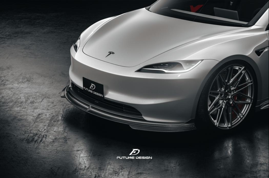 FUTURE DESIGN - TESLA MODEL 3 HIGHLAND 2024+ CARBON FIBER FRONT LIP - Aero Carbon UK