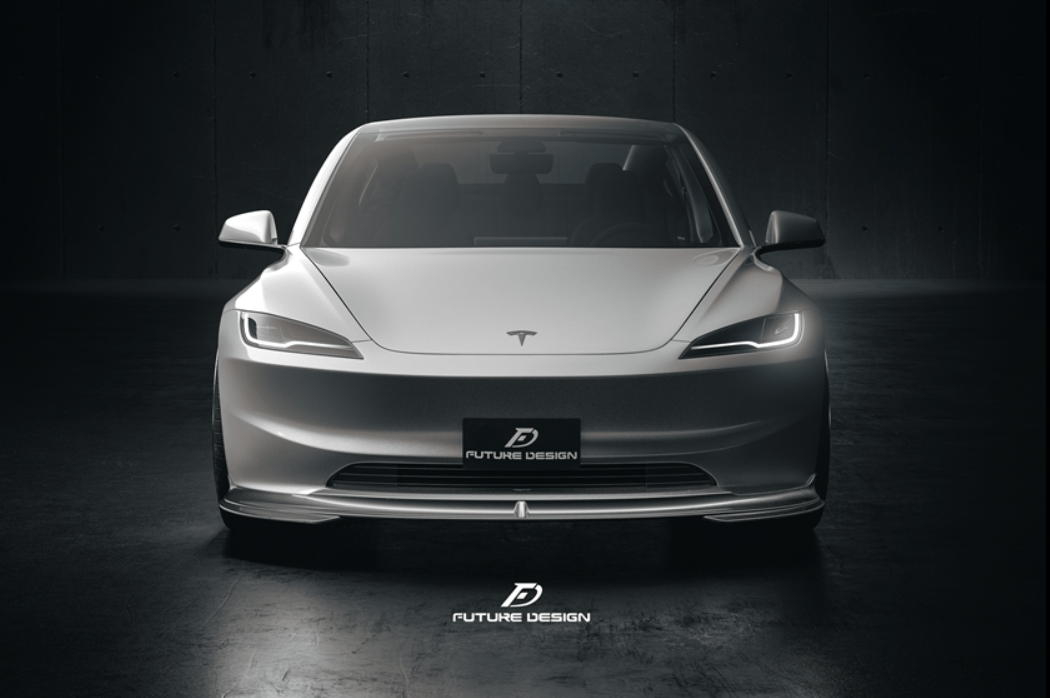 FUTURE DESIGN - TESLA MODEL 3 HIGHLAND 2024+ CARBON FIBER FRONT LIP - Aero Carbon UK