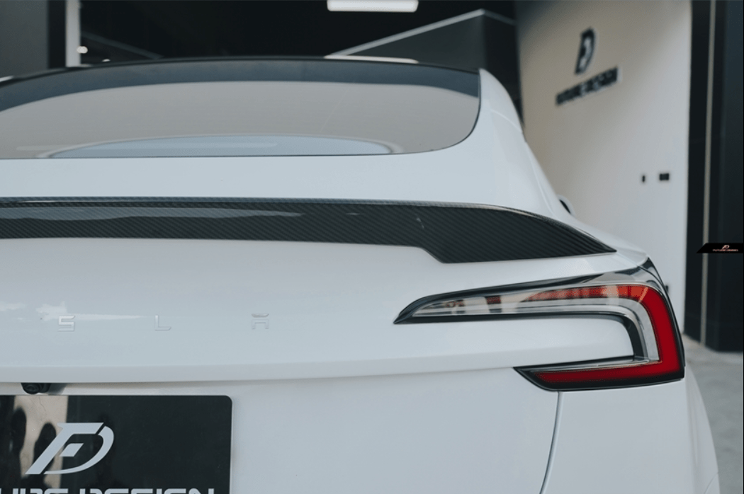 FUTURE DESIGN - TESLA MODEL 3 HIGHLAND 2024+ CARBON FIBER REAR SPOILER - Aero Carbon UK