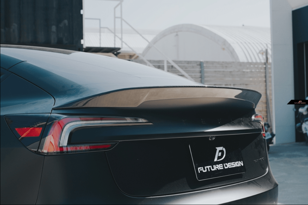 FUTURE DESIGN - TESLA MODEL 3 HIGHLAND 2024+ CARBON FIBER REAR SPOILER - Aero Carbon UK
