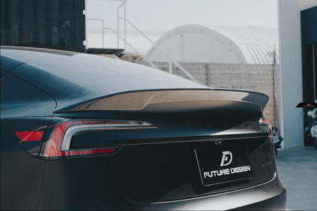 FUTURE DESIGN - TESLA MODEL 3 HIGHLAND 2024+ CARBON FIBER REAR SPOILER - Aero Carbon UK