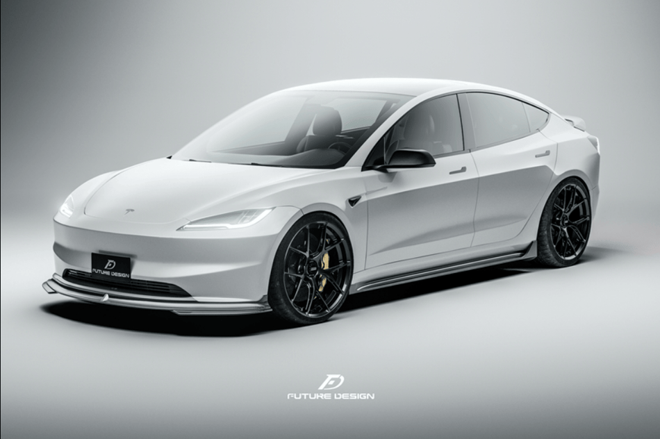 FUTURE DESIGN - TESLA MODEL 3 HIGHLAND 2024+ CARBON FIBER SIDE SKIRTS - Aero Carbon UK