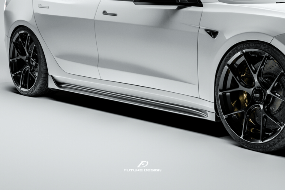 FUTURE DESIGN - TESLA MODEL 3 HIGHLAND 2024+ CARBON FIBER SIDE SKIRTS - Aero Carbon UK