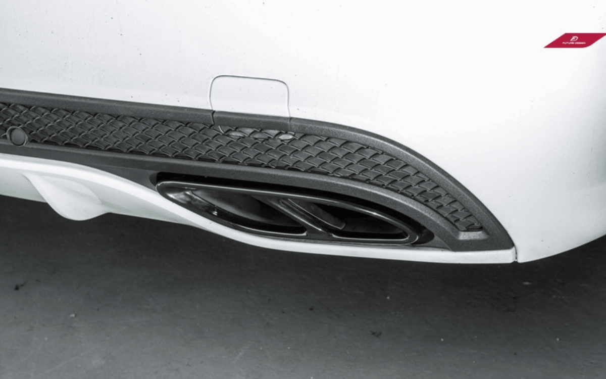 Future Design W205 C300 Sedan & C Coupe 2015-2018 Exhaust Tip Trim Black Chrome - Aero Carbon UK