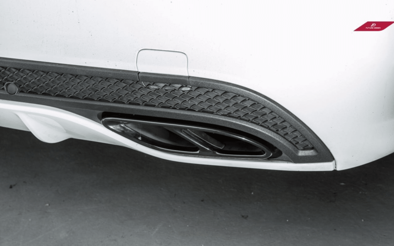 Future Design W205 C300 Sedan & C Coupe 2015-2018 Exhaust Tip Trim Black Chrome - Aero Carbon UK