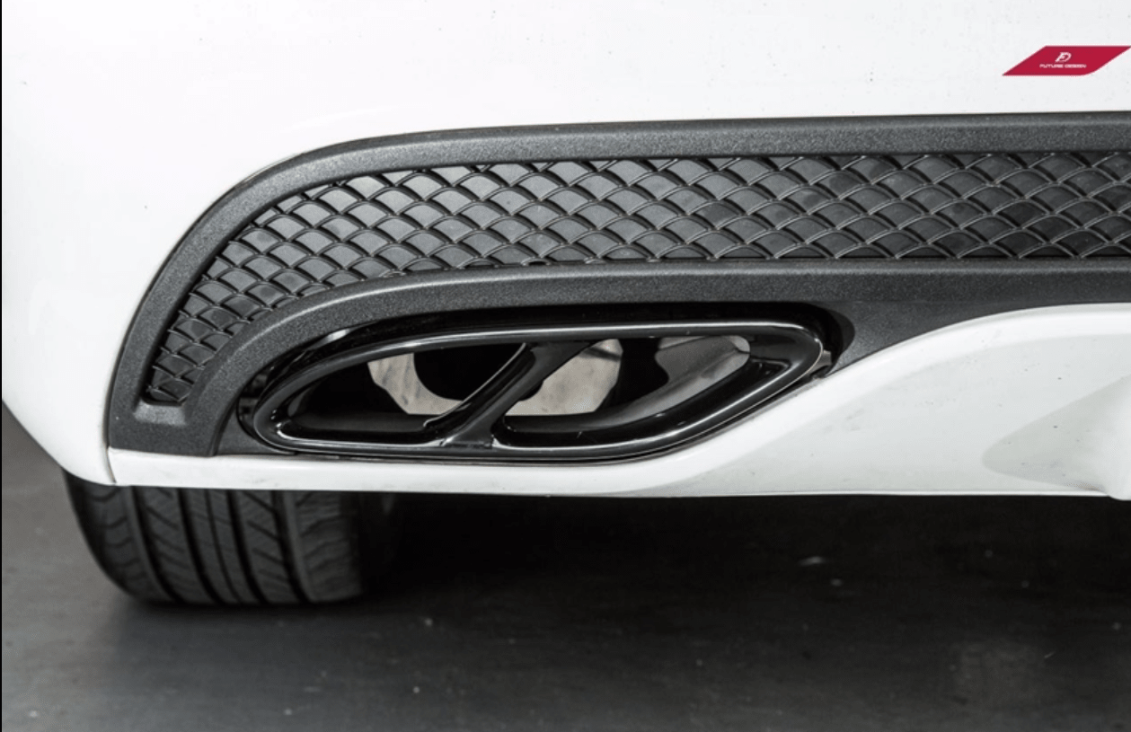 Future Design W205 C300 Sedan & C Coupe 2015-2018 Exhaust Tip Trim Black Chrome - Aero Carbon UK