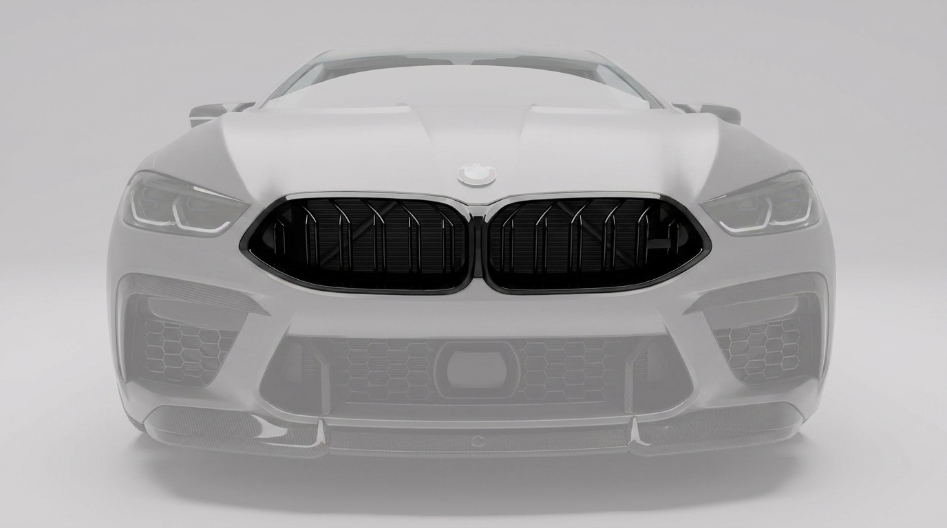 RevozPort BMW M8 F92 gloss black front grille fitted