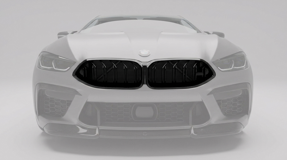 RevozPort BMW M8 F92 gloss black front grille fitted