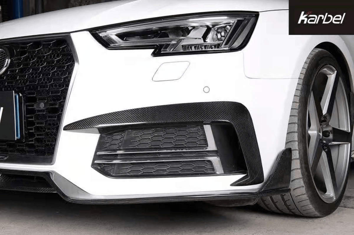 KARBEL - AUDI A4 /S4 B9 2017 - 18 DRY CARBON FIBER FRONT BUMPER VALANCES - Aero Carbon UK