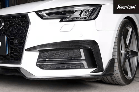 KARBEL - AUDI A4 /S4 B9 2017 - 18 DRY CARBON FIBER FRONT BUMPER VALANCES - Aero Carbon UK