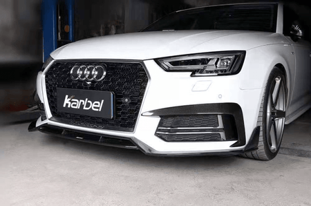 KARBEL - AUDI A4 /S4 B9 2017 - 18 DRY CARBON FIBER FRONT BUMPER VALANCES - Aero Carbon UK